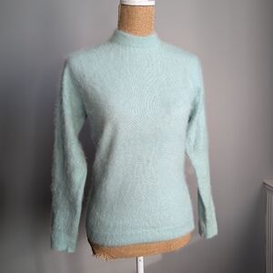 Vintage 1960's mint green fuzzy angora sweater